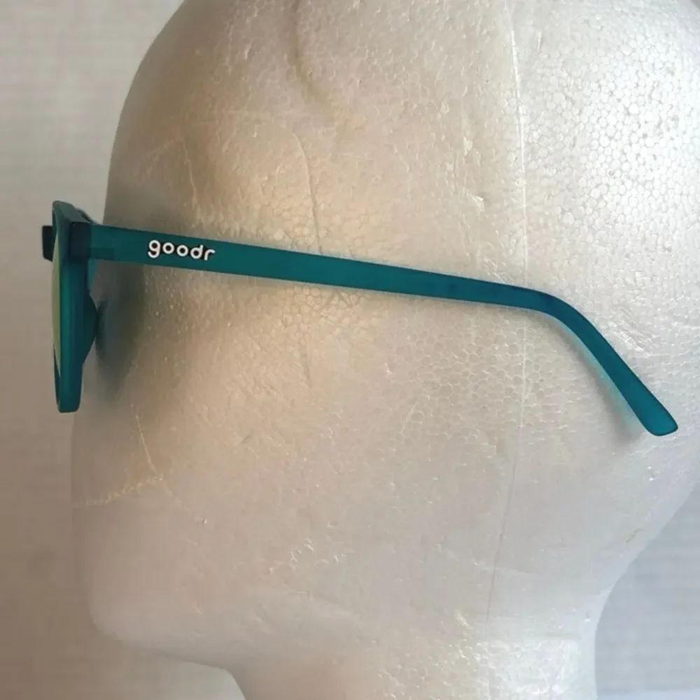 goodr Teal Round Sunglasses with Pink Mirrored Lenses